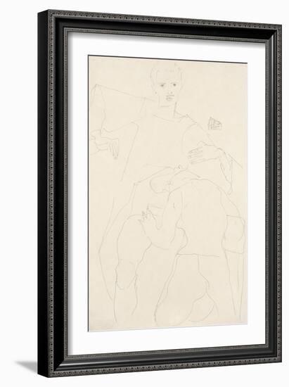 Erotic Scene (Self-Portrait); Erotische Szene (Selbstportrat), 1911-Egon Schiele-Framed Giclee Print