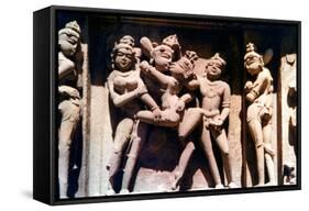 Erotic Sculpture, Hindu Temple, Khajuraho, India, 950-1050-null-Framed Stretched Canvas