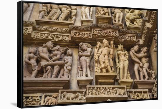Erotic Sculptures of Khajuraho, Madhya Pradesh, India-Jagdeep Rajput-Framed Stretched Canvas