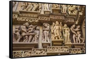 Erotic Sculptures of Khajuraho, Madhya Pradesh, India-Jagdeep Rajput-Framed Stretched Canvas