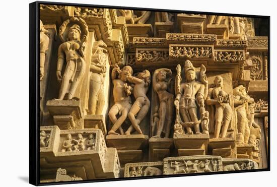 Erotic Sculptures of Khajuraho, Madhya Pradesh, India-Jagdeep Rajput-Framed Stretched Canvas