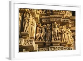 Erotic Sculptures of Khajuraho, Madhya Pradesh, India-Jagdeep Rajput-Framed Photographic Print