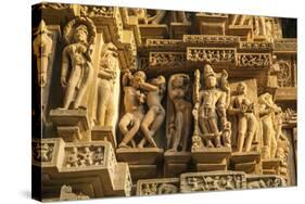 Erotic Sculptures of Khajuraho, Madhya Pradesh, India-Jagdeep Rajput-Stretched Canvas