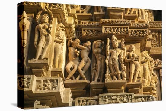 Erotic Sculptures of Khajuraho, Madhya Pradesh, India-Jagdeep Rajput-Stretched Canvas