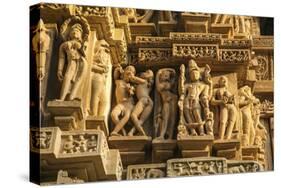 Erotic Sculptures of Khajuraho, Madhya Pradesh, India-Jagdeep Rajput-Stretched Canvas