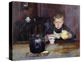 Errand boy drinking coffee, 1885-Christian Krohg-Stretched Canvas