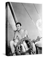 Errol Flynn Relaxing on His Yacht, October 20, 1937-null-Stretched Canvas