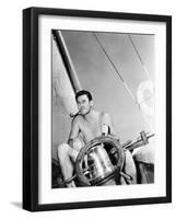 Errol Flynn Relaxing on His Yacht, October 20, 1937-null-Framed Photo