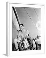 Errol Flynn Relaxing on His Yacht, October 20, 1937-null-Framed Photo