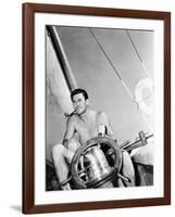 Errol Flynn Relaxing on His Yacht, October 20, 1937-null-Framed Photo