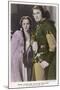 Erroll Flynn as Robin and Olivia de Havilland as Maid Marian in "The Adventures of Robin Hood" 1938-null-Mounted Art Print