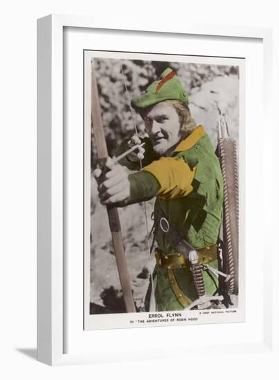 Erroll Flynn in "The Adventures of Robin Hood" 1938-null-Framed Art Print
