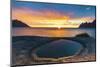 Ersfjord and Steinfjord fjords lit by midnight sun from rock formation at Tungeneset viewpoint-Roberto Moiola-Mounted Photographic Print