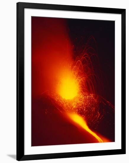 Eruption and Lava Flow from the Monti Calcarazzi Fissure, Mt. Etna in 2001, Sicily, Italy-Robert Francis-Framed Photographic Print