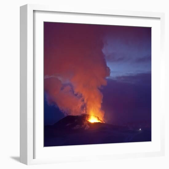 Eruption at Eyjafjallajokull glacier-null-Framed Photographic Print