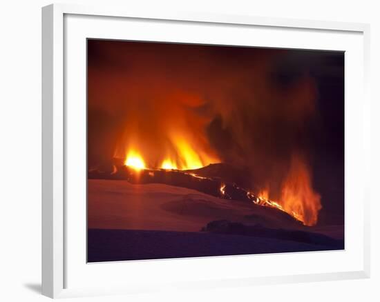 Eruption at Eyjafjallajokull glacier-null-Framed Photographic Print