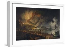 Eruption du Vésuve et vue de Portici-Pierre Jacques Volaire-Framed Giclee Print