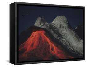 Eruption of Natrocarbonatite Lava Flows from Hornito at Ol Doinyo Lengai Volcano, Tanzania, Africa-Stocktrek Images-Framed Stretched Canvas