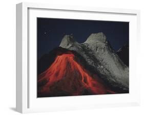 Eruption of Natrocarbonatite Lava Flows from Hornito at Ol Doinyo Lengai Volcano, Tanzania, Africa-Stocktrek Images-Framed Photographic Print