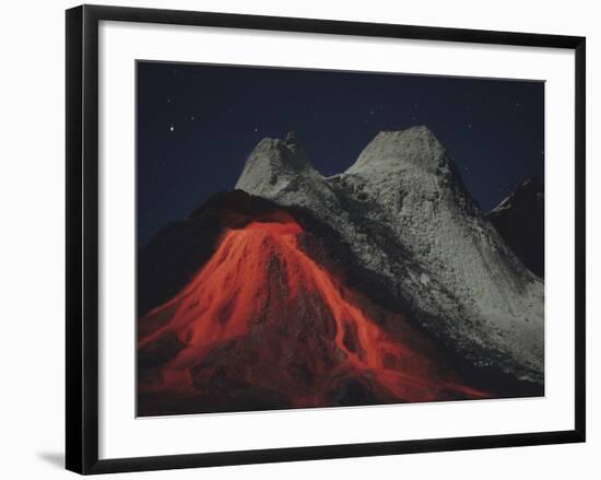 Eruption of Natrocarbonatite Lava Flows from Hornito at Ol Doinyo Lengai Volcano, Tanzania, Africa-Stocktrek Images-Framed Photographic Print