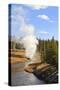 Eruption of Riverside Geyser Seen from Firehole River Bridge-Eleanor Scriven-Stretched Canvas