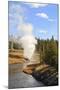 Eruption of Riverside Geyser Seen from Firehole River Bridge-Eleanor Scriven-Mounted Photographic Print