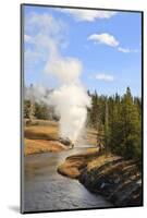 Eruption of Riverside Geyser Seen from Firehole River Bridge-Eleanor Scriven-Mounted Photographic Print