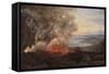 Eruption of the Volcano Vesuvius, 1821-Johan Christian Clausen Dahl-Framed Stretched Canvas