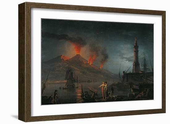 Eruption of Vesuvius by Charles Francois Lacroix De Marseille, 18th C.-Charles Francois Lacroix de Marseille-Framed Art Print