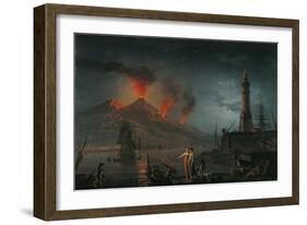 Eruption of Vesuvius by Charles Francois Lacroix De Marseille, 18th C.-Charles Francois Lacroix de Marseille-Framed Art Print