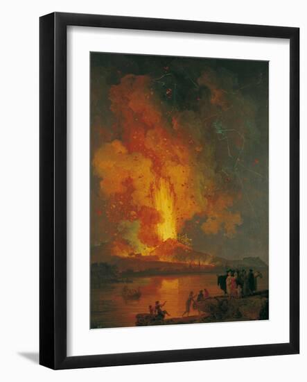 Eruption of Vesuvius, Pierre-Jacques Volaire, 18th C. People Watch from across Gulf of Naples-Pierre-Jacques Volaire-Framed Art Print