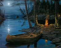 Camp Fire Canoe-Ervin Molnar-Laminated Art Print