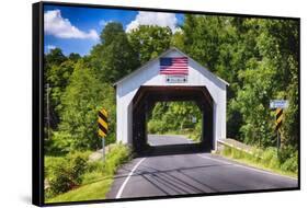 Erwinna Covered Bridge, Pennsylvania-George Oze-Framed Stretched Canvas