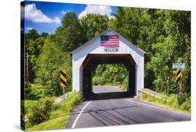Erwinna Covered Bridge, Pennsylvania-George Oze-Stretched Canvas