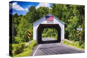 Erwinna Covered Bridge, Pennsylvania-George Oze-Stretched Canvas