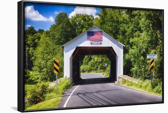 Erwinna Covered Bridge, Pennsylvania-George Oze-Framed Photographic Print