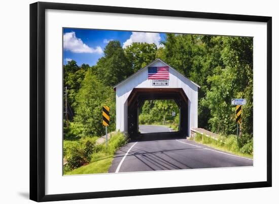 Erwinna Covered Bridge, Pennsylvania-George Oze-Framed Photographic Print