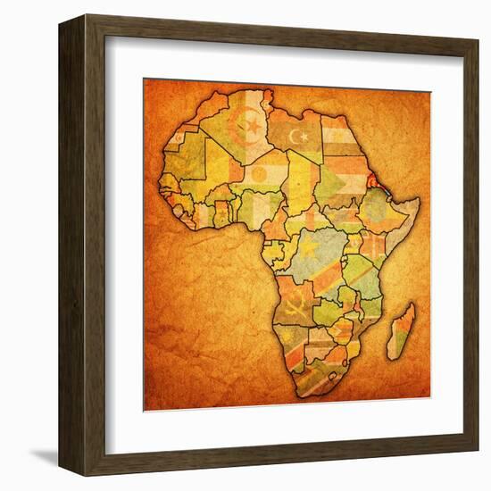 Erytrea on Actual Map of Africa-michal812-Framed Art Print