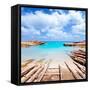 Es Calo De San Agusti Port in Formentera Island Wooden Boat Railways-Natureworld-Framed Stretched Canvas