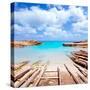 Es Calo De San Agusti Port in Formentera Island Wooden Boat Railways-Natureworld-Stretched Canvas