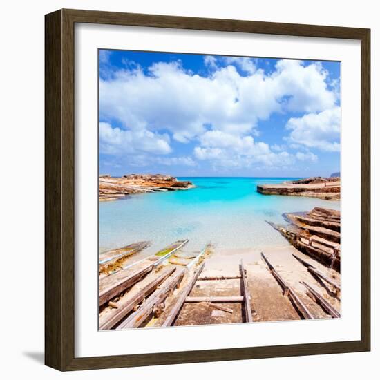 Es Calo De San Agusti Port in Formentera Island Wooden Boat Railways-Natureworld-Framed Photographic Print