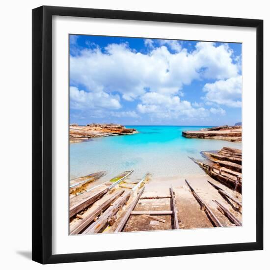 Es Calo De San Agusti Port in Formentera Island Wooden Boat Railways-Natureworld-Framed Photographic Print