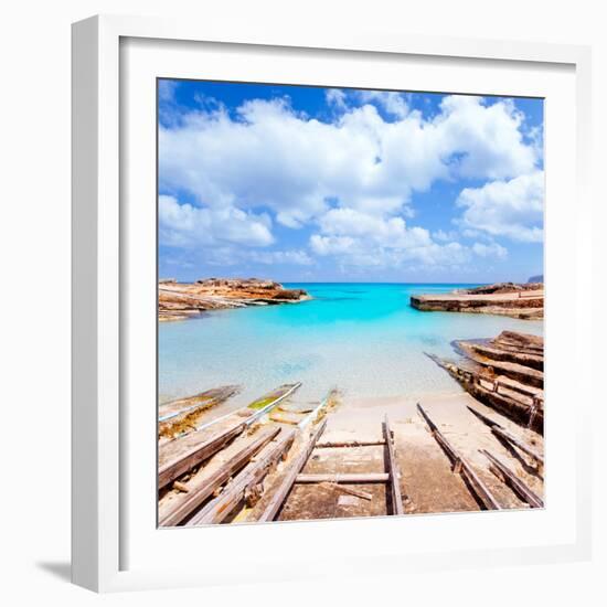 Es Calo De San Agusti Port in Formentera Island Wooden Boat Railways-Natureworld-Framed Photographic Print