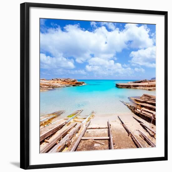 Es Calo De San Agusti Port in Formentera Island Wooden Boat Railways-Natureworld-Framed Photographic Print