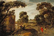 Summer Landscape (The Road to Emmaus) 1612-13-Esaias I van de Velde-Framed Stretched Canvas