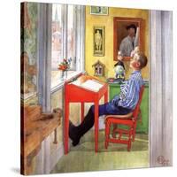 Esbjorn Doing His Homework, 1912-Carl Larsson-Stretched Canvas