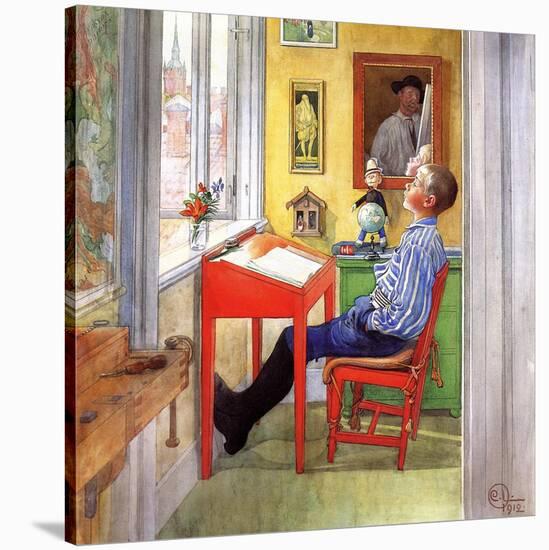 Esbjorn Doing His Homework, 1912-Carl Larsson-Stretched Canvas