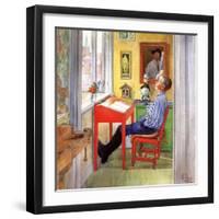 Esbjorn Doing His Homework, 1912-Carl Larsson-Framed Giclee Print