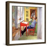 Esbjorn Doing His Homework, 1912-Carl Larsson-Framed Premium Giclee Print