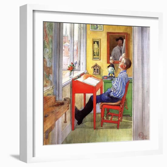 Esbjorn Doing His Homework, 1912-Carl Larsson-Framed Premium Giclee Print